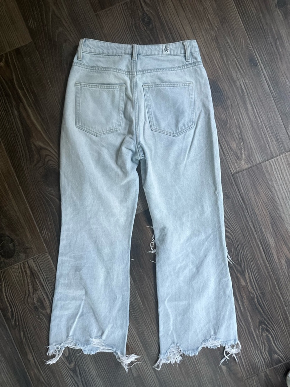 Altar'd State Light Blue Distressed Cropped Straight Leg Jeans - Picture 5 of 12